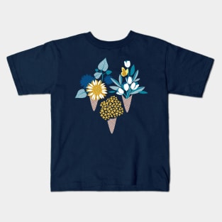 Midsummer I scream flower cones // print // blue teal and yellow flowers bouquets Kids T-Shirt